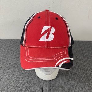 Bridgestone Baseball Hat Mens Adjustable Red Black White Strapback Cap America